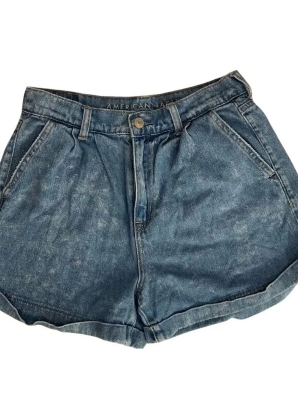 American Eagle Womens Denim High-Waisted Shorts Size 4 Blue - Picture 1 of 6